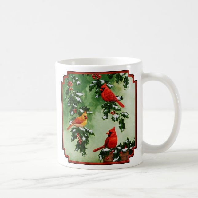 Nordliga kardinaler och järnek kaffemugg (Höger)