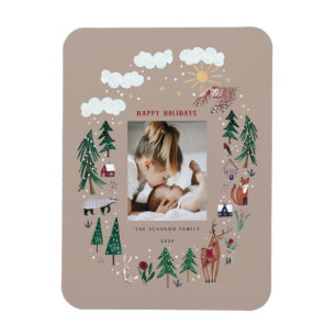 Nordliga trädsdjur snö-jul magnet