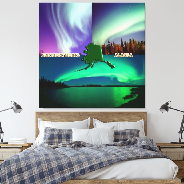 Nordligt ljus av Alaska Collage Canvastryck (Insitu (sovrum))