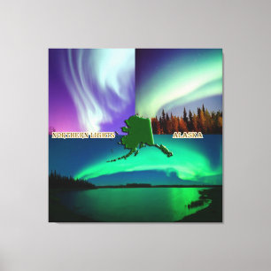 Nordligt ljus av Alaska Collage Canvastryck