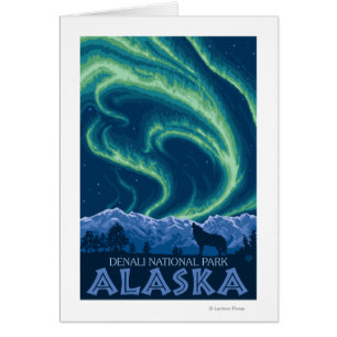 Nordligt ljus - Denali nationalpark, Alaska Hälsningskort