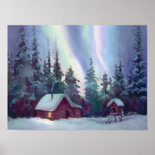 NORDLIGT LJUS & LOGGAR KABINEN av SHARON SHARPE Poster