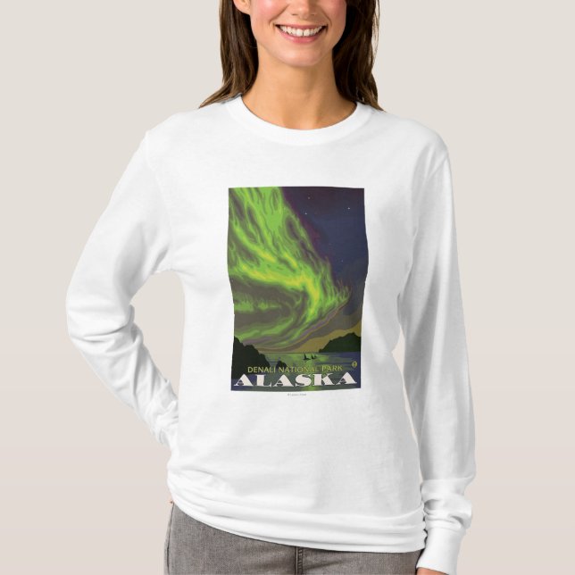 Nordligt ljus och Orcas - Denali nationalpark, Tee Shirt (Framsida)