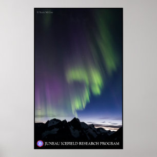 Nordligt ljus över Juneauen Icefield Poster