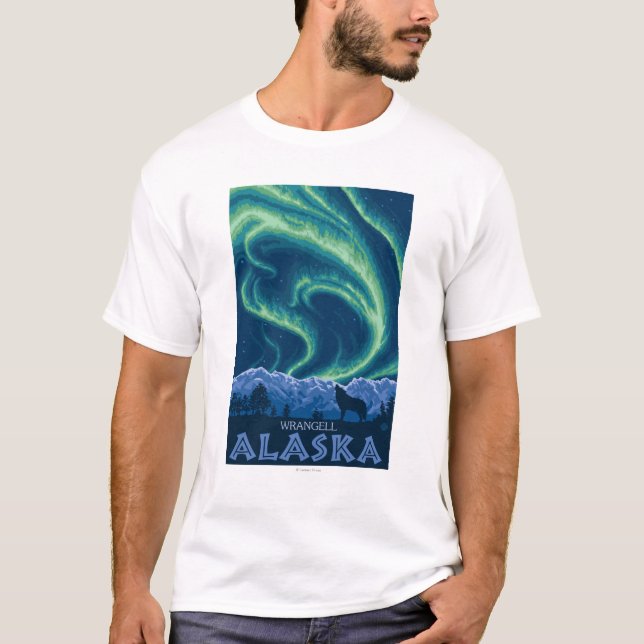Nordligt ljus - Wrangell, Alaska Tee (Framsida)