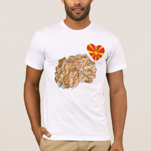 NordMakedonien Flagga Heart och Karta T-Shirt