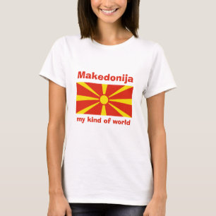 NordMakedonien Flagga + Karta + Text T-Shirt