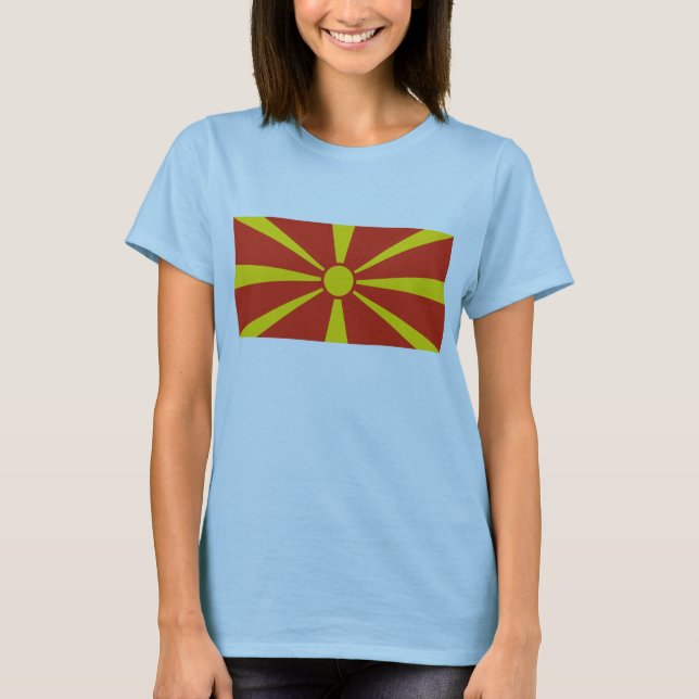 NordMakedonien Flagga x Karta T-Shirt (Framsida)
