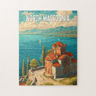 Nordmakedonien Illustration Resa Konst Vintage Pussel
