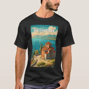 Nordmakedonien Illustration Resa Konst Vintage T Shirt