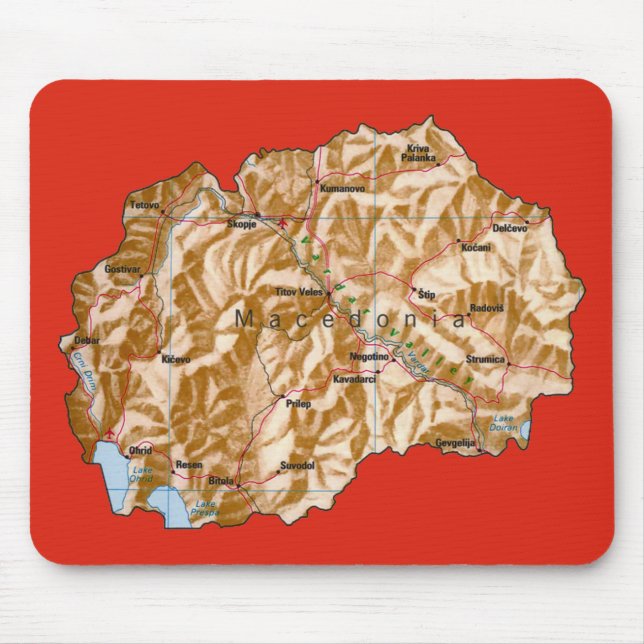 NordMakedonien Karta Mousepad Musmatta (Framsidan)