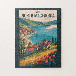 Nordmakedonien Panorama Illustration Resa Konst Pussel