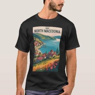 Nordmakedonien Panorama Illustration Resa Konst T Shirt