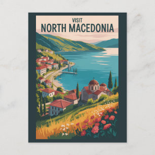 Nordmakedonien Panorama Illustration Resa Konst Vykort