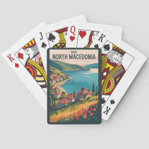 Nordmakedonien Silhuett Illustration Resa Konst Casinokort