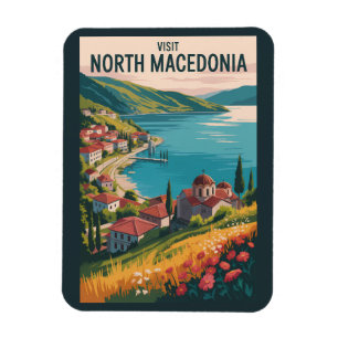 Nordmakedonien Siluett Illustration Resa Konst Magnet