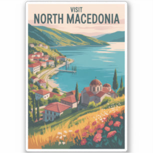 Nordmakedonien Skyline Illustration Resa Konst Klistermärken
