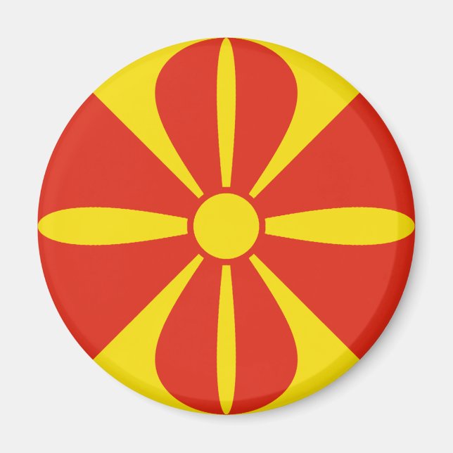 Nordmakedoniens Fisheye Flagga Magnet (Framsidan)