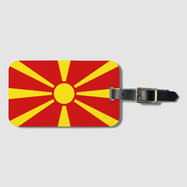 Nordmakedoniens flagga bagagebricka (Framsida horisontal)