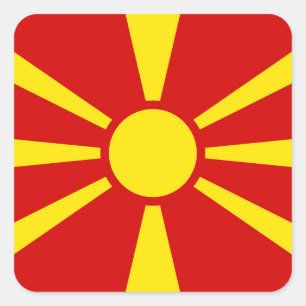 Nordmakedoniens flagga fyrkantigt klistermärke
