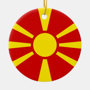 Nordmakedoniens flagga julgransprydnad keramik