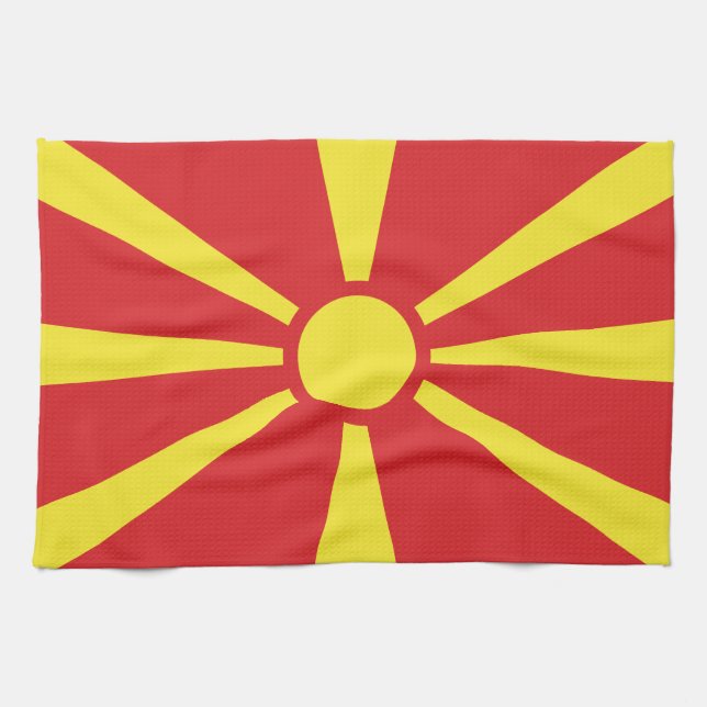 Nordmakedoniens flagga kökshandduk (Horisontell)