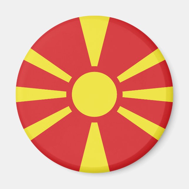 Nordmakedoniens flagga magnet (Framsidan)