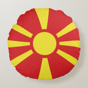 Nordmakedoniens flagga rund kudde
