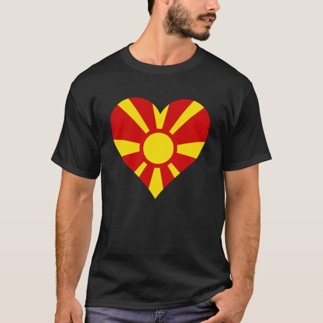 Nordmakedoniska Flagga Heart-gåvor Kärlek North Ma T Shirt (Framsida)