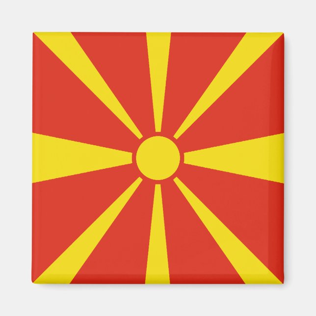 Nordmakedonska Flagga Magnet (Framsidan)