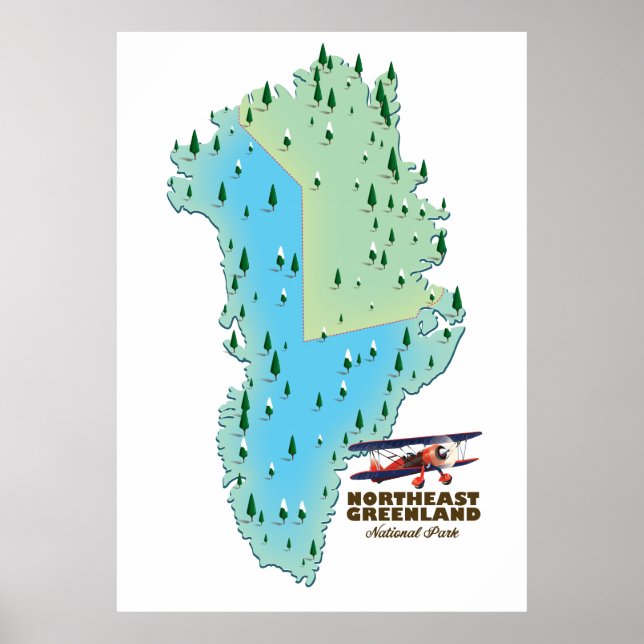Nordöstra Grönlands nationalpark karta Poster (Framsidan)