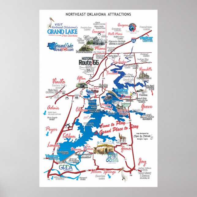nordöstra OK attraktion karta Poster (Framsidan)