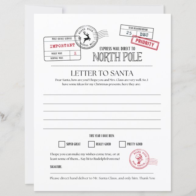 Nordpolen Brev till Santa Santa (Framsida)