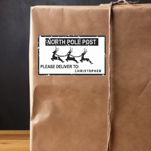 Nordpolen från Santa postage Frimärke Rektangulärt Klistermärke