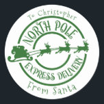 Nordpolen från tomteporten Frimärke Express Runt Klistermärke<br><div class="desc">Den här designen kan vara personlig i det område som tillhandahålls genom att ändra fotot och/eller text. Du kan också anpassa den genom att klicka på Anpassa den här mallen och sedan välja klicka för att anpassa ytterligare alternativ och ta bort eller ändra färg i bakgrunden, lägga till text, ändra...</div>