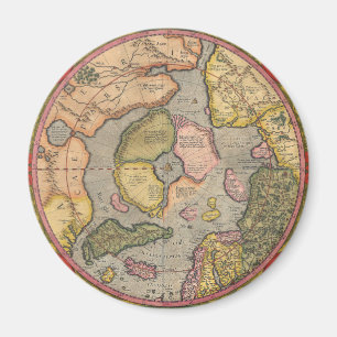 Nordpolen i Antique Karta Magnet