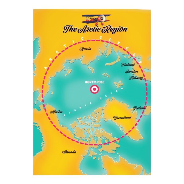 Nordpolen karta i den arktiska regionen fototryck (Framsidan)