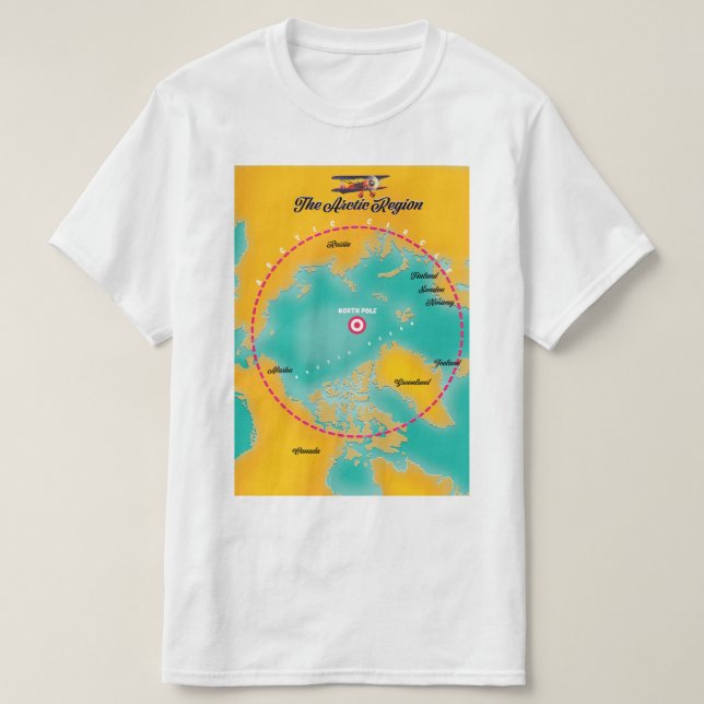 Nordpolen karta i den arktiska regionen t shirt (Design framsida)
