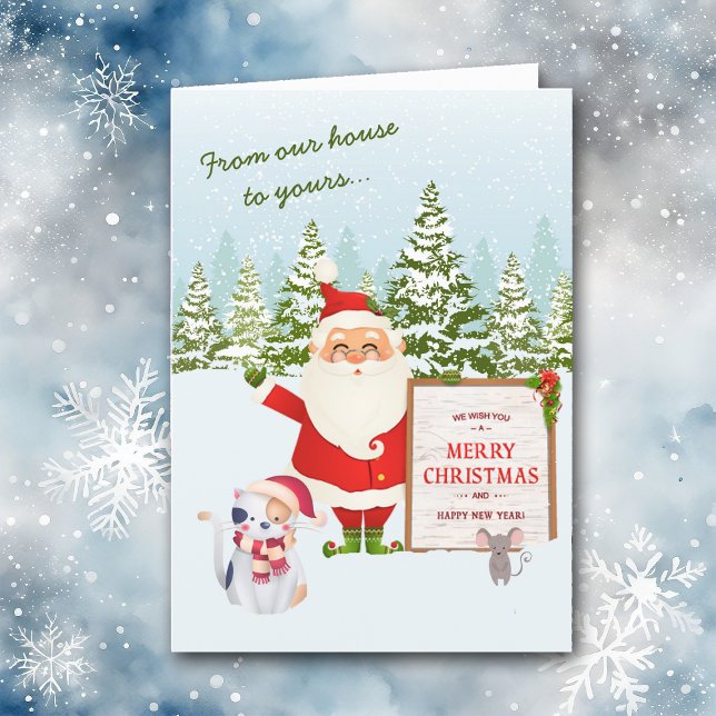 Nordpolen Santa Cat och Mouse-jul Helgkort (Skapare uppladdad)