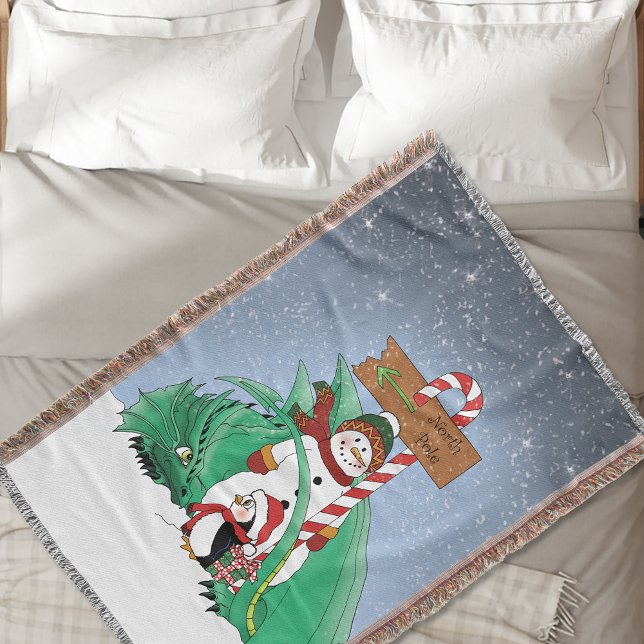 Nordpolen Snögubbe Dragon Penguin-jul Filt (Skapare uppladdad)