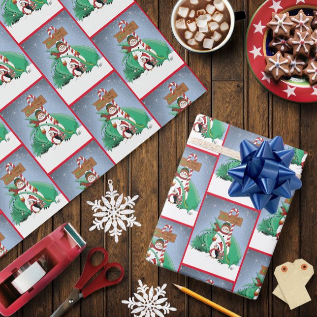 Nordpolen Snögubbe Dragon Penguin-jul Presentpapper (Skapare uppladdad)