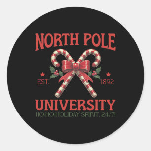 Nordpolen Universiteten Retro jul Candy cane H Runt Klistermärke