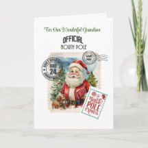 Nordpolen Vintage Tomte 5" x 7" Vikbart Kort