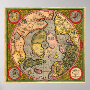 Nordpolenkarta av Mercator Poster