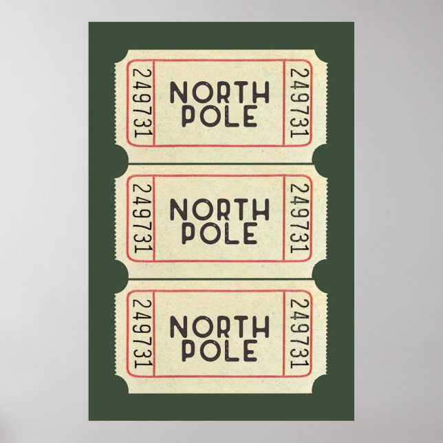 Nordpolens Biljett-utskrift och Gröntens juldepå Poster (Framsidan)