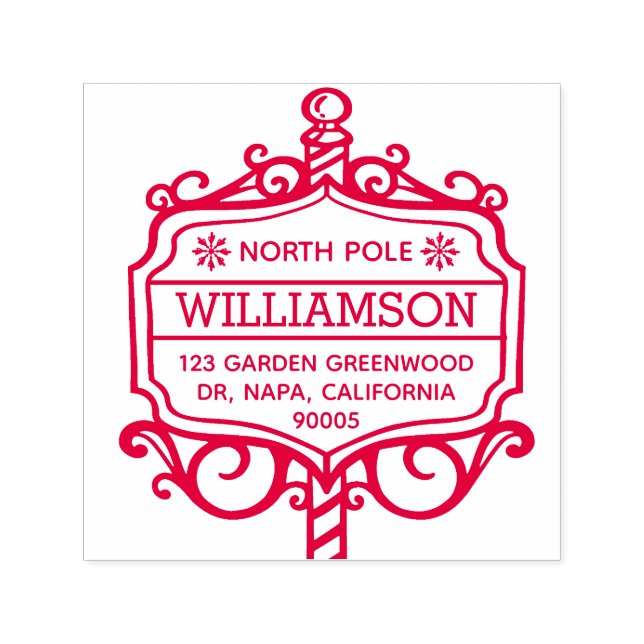 Nordpolens bokmärke, julafton, Adress Självfärgande Stämpel (Design)