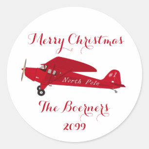 Nordpolens flygplan julklapp Paket Gift Sticker Runt Klistermärke