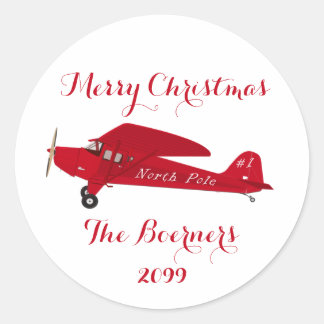 Nordpolens flygplan julklapp Paket Gift Sticker Runt Klistermärke