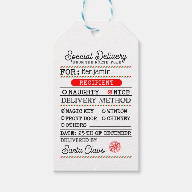 Nordpolens jultomte-Personlig Presentetikett (Framsidan)