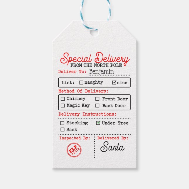 Nordpolens jultomte-Personlig Presentetikett (Framsidan)